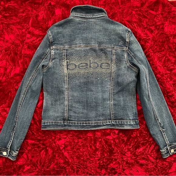 bebe Cropped Bling Denim Jacket - Picture 8 of 16